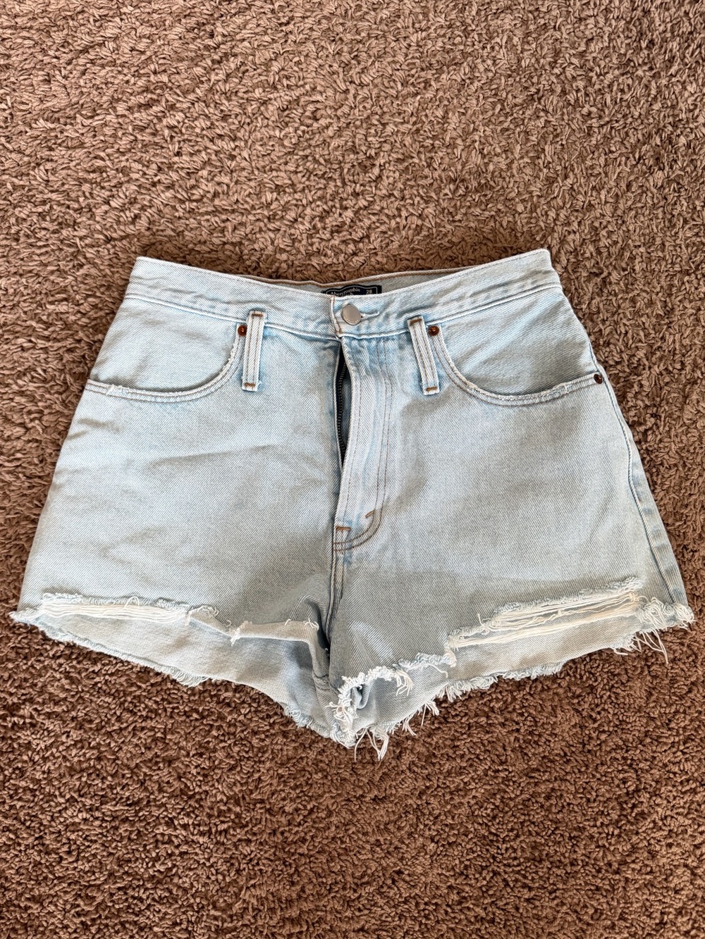 Abercrombie & Fitch Light Blue High-Rise Cutoff Denim Shorts